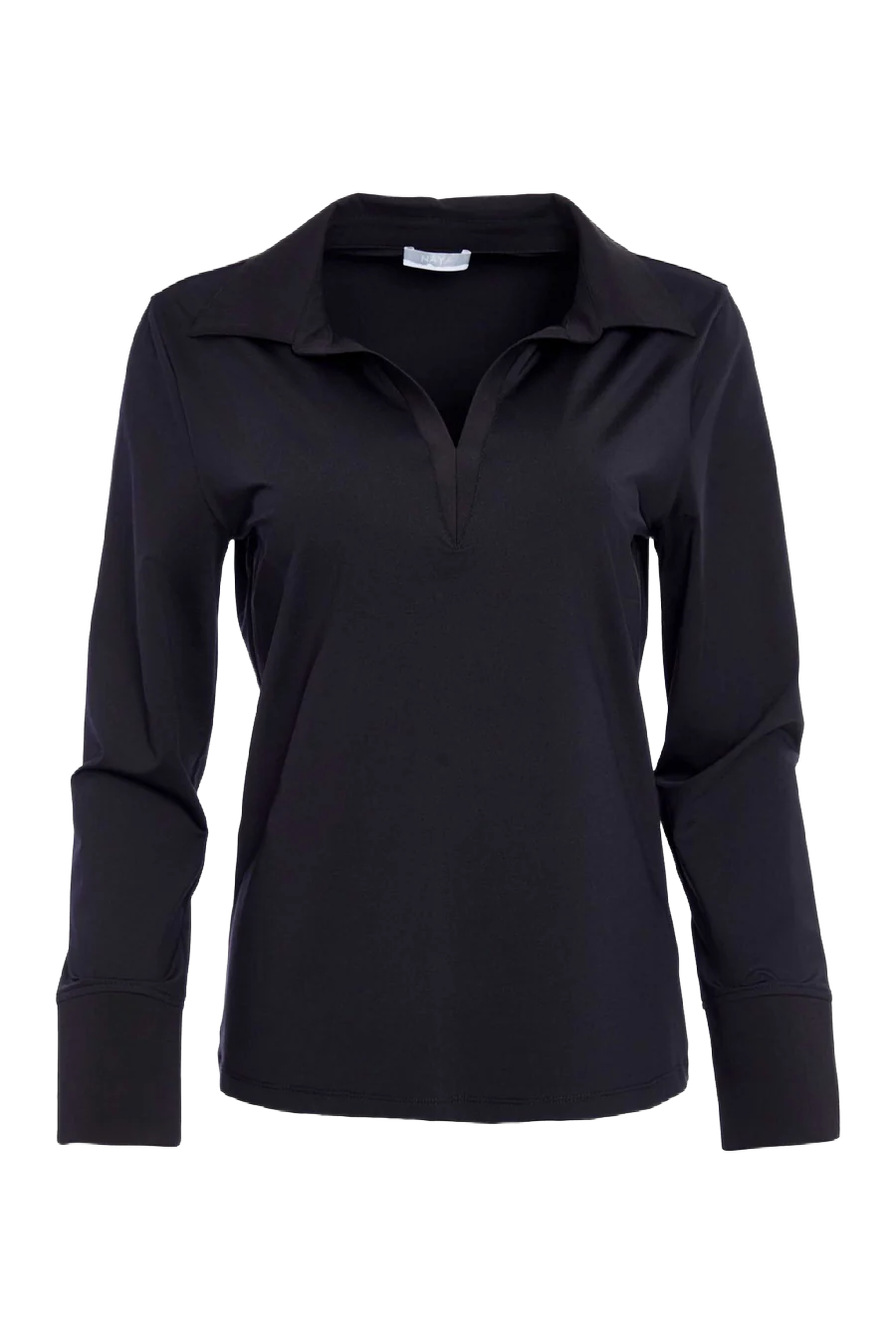 Naya Black Jersey Top / Cotton Collar & Cuff