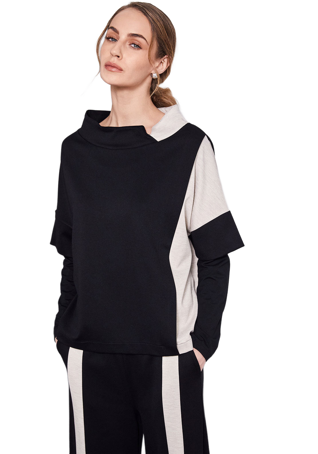 Naya High Neck Contrast Top