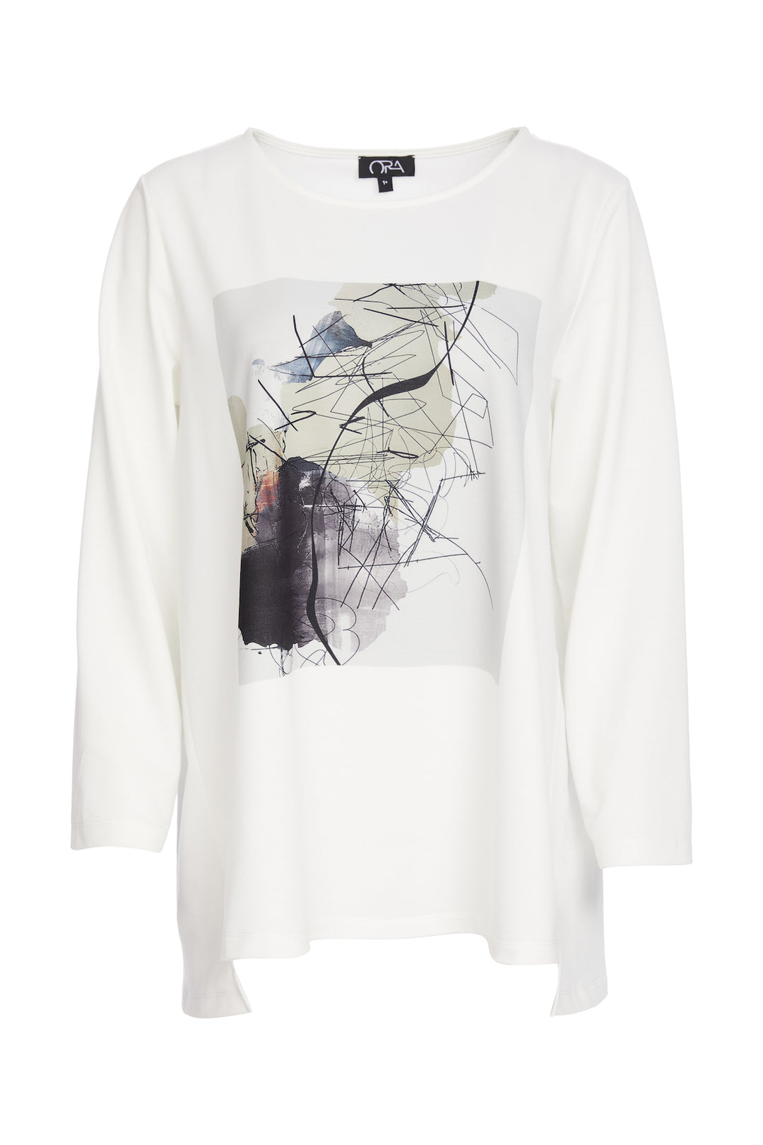 Ora Round Neck Placement Print Top