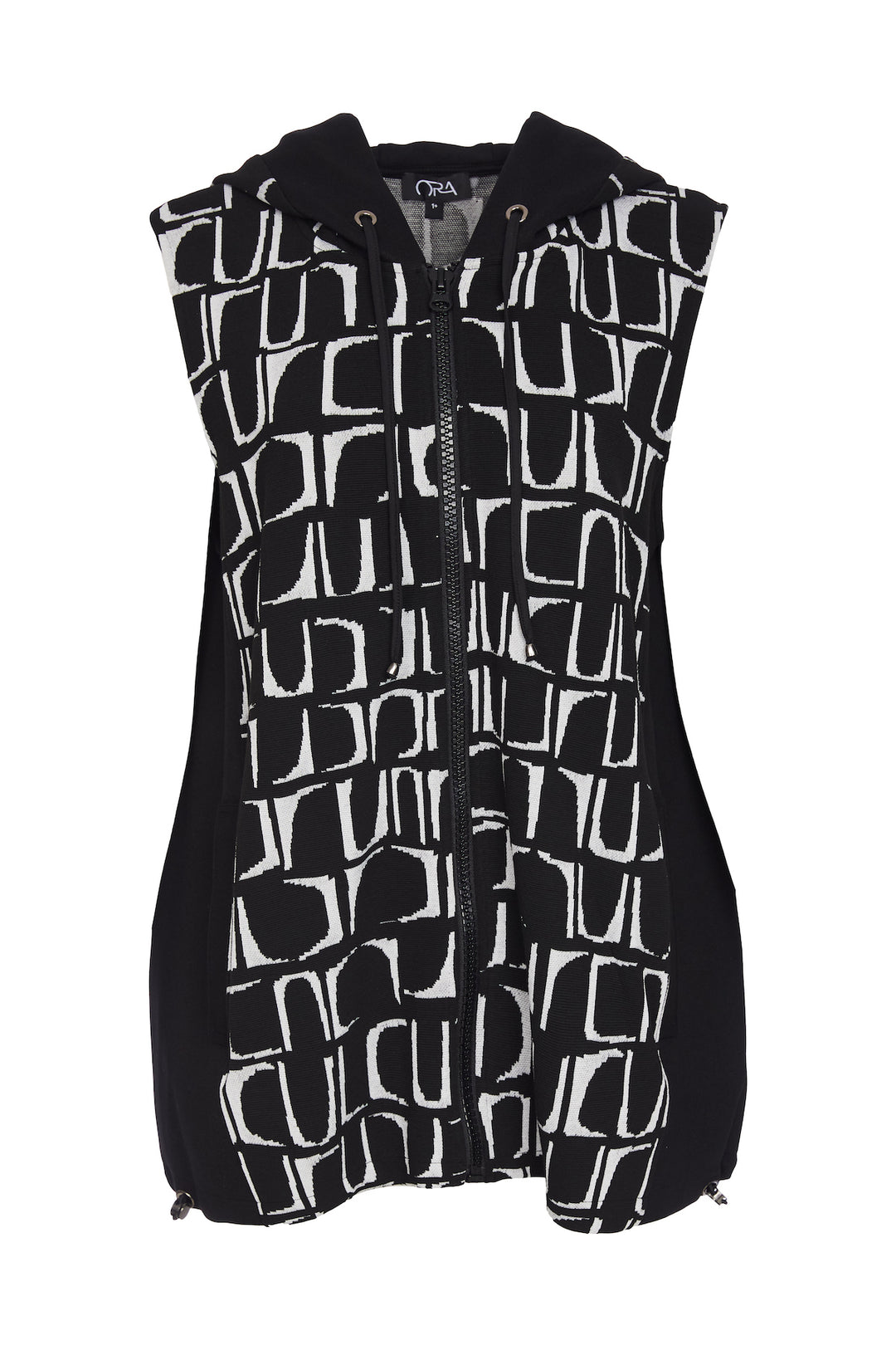 Ora Knitted Jacquard Waistcoat with Drawstring Hem