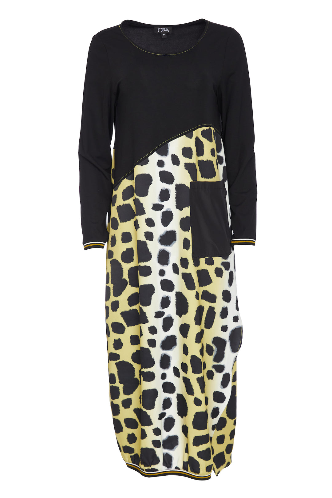 Ora Jersey Dress with Animal Print Hem Panel