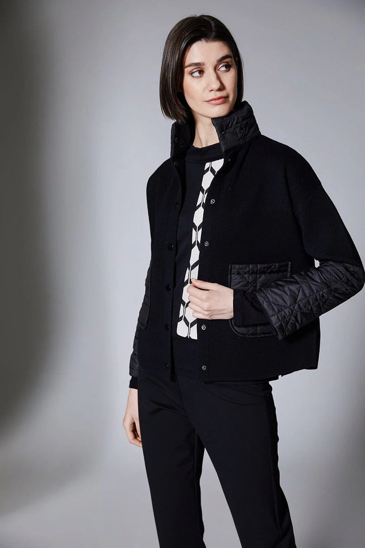 Peruzzi Black Quilted Trim Knit Jacket