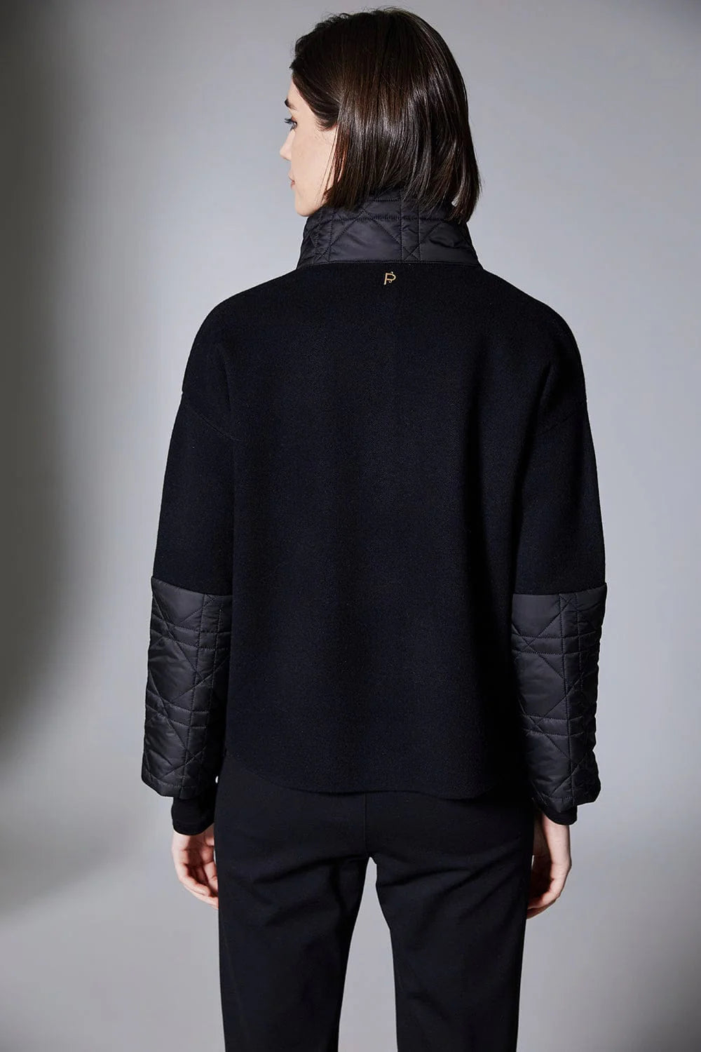 Peruzzi Black Quilted Trim Knit Jacket