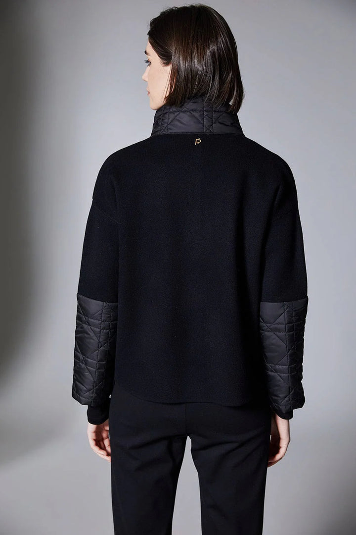 Peruzzi Black Quilted Trim Knit Jacket
