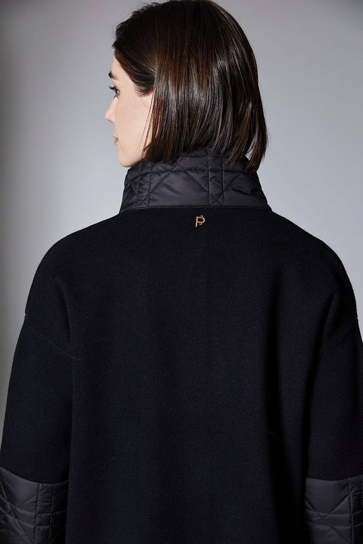 Peruzzi Black Quilted Trim Knit Jacket