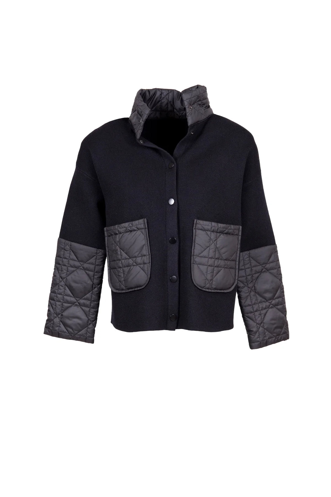 Peruzzi Black Quilted Trim Knit Jacket