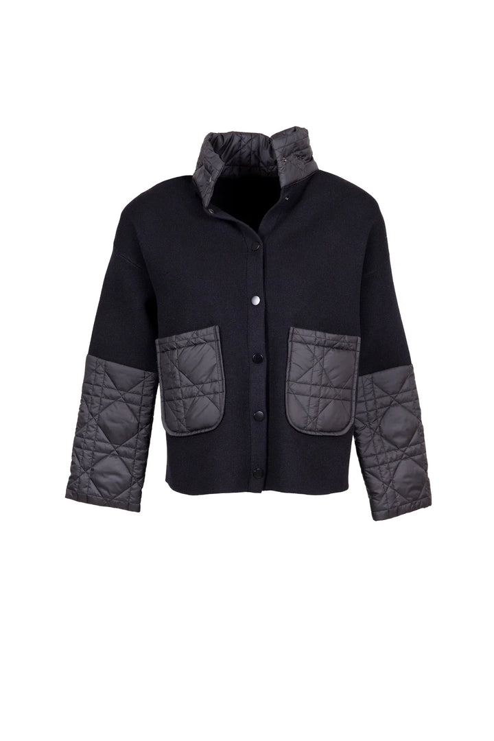 Peruzzi Black Quilted Trim Knit Jacket