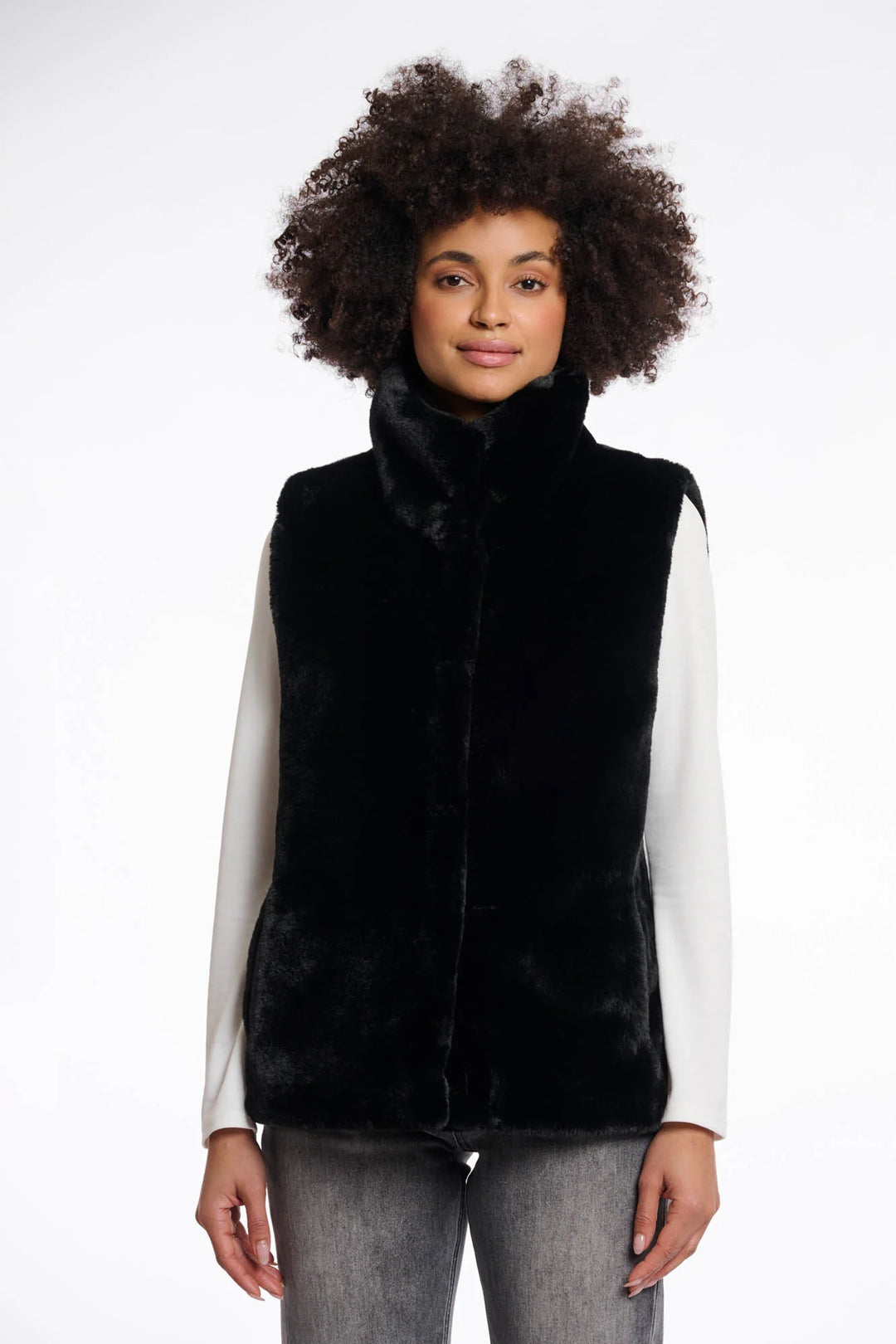 Rino & Pelle Lison Short Faux Fur Waistcoat Black