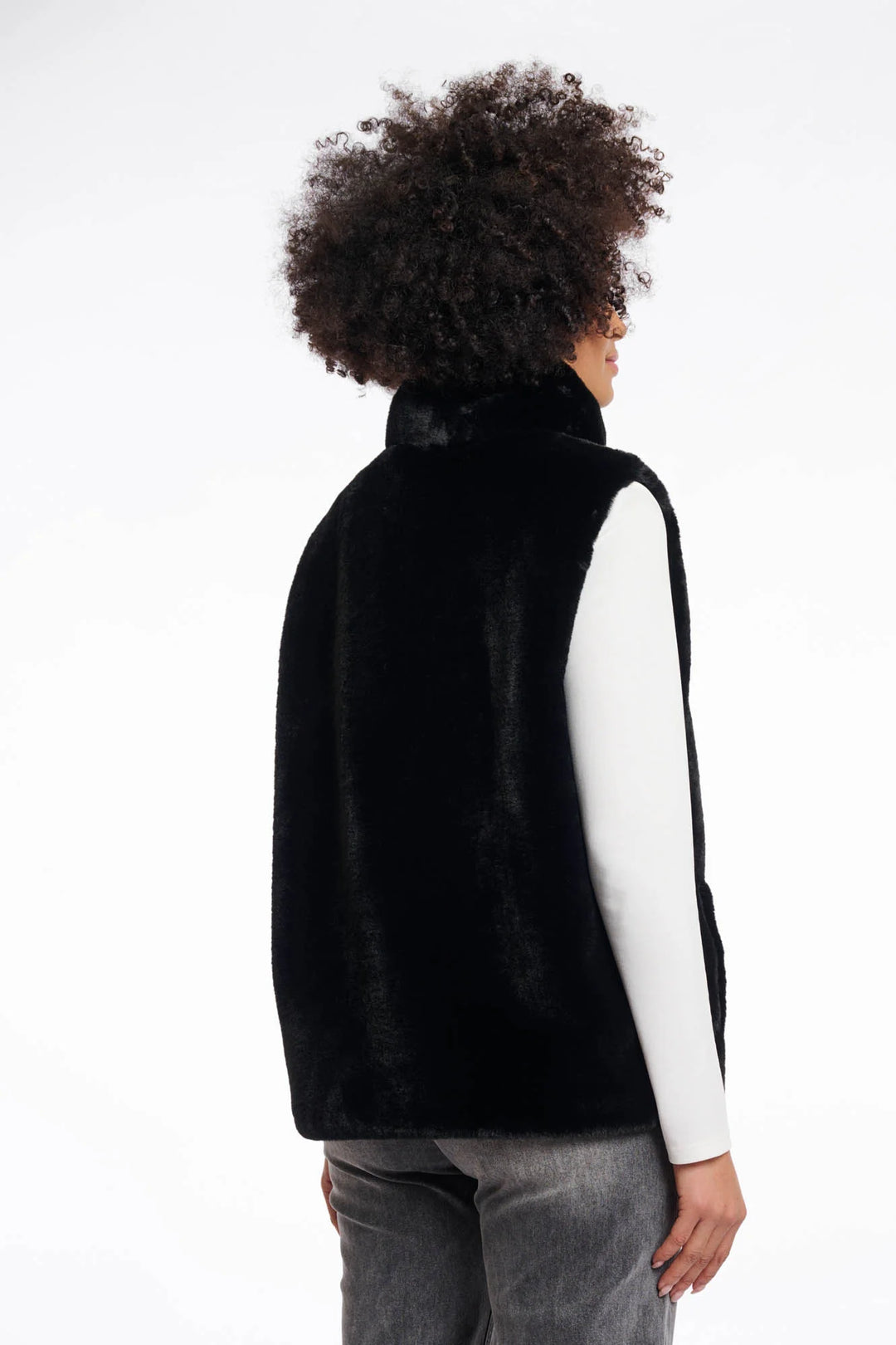 Rino & Pelle Lison Short Faux Fur Waistcoat Black