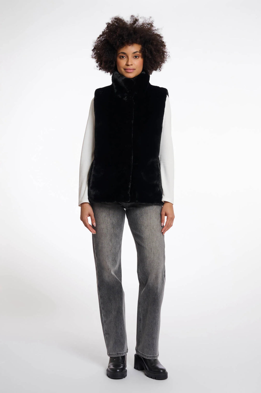 Rino & Pelle Lison Short Faux Fur Waistcoat Black