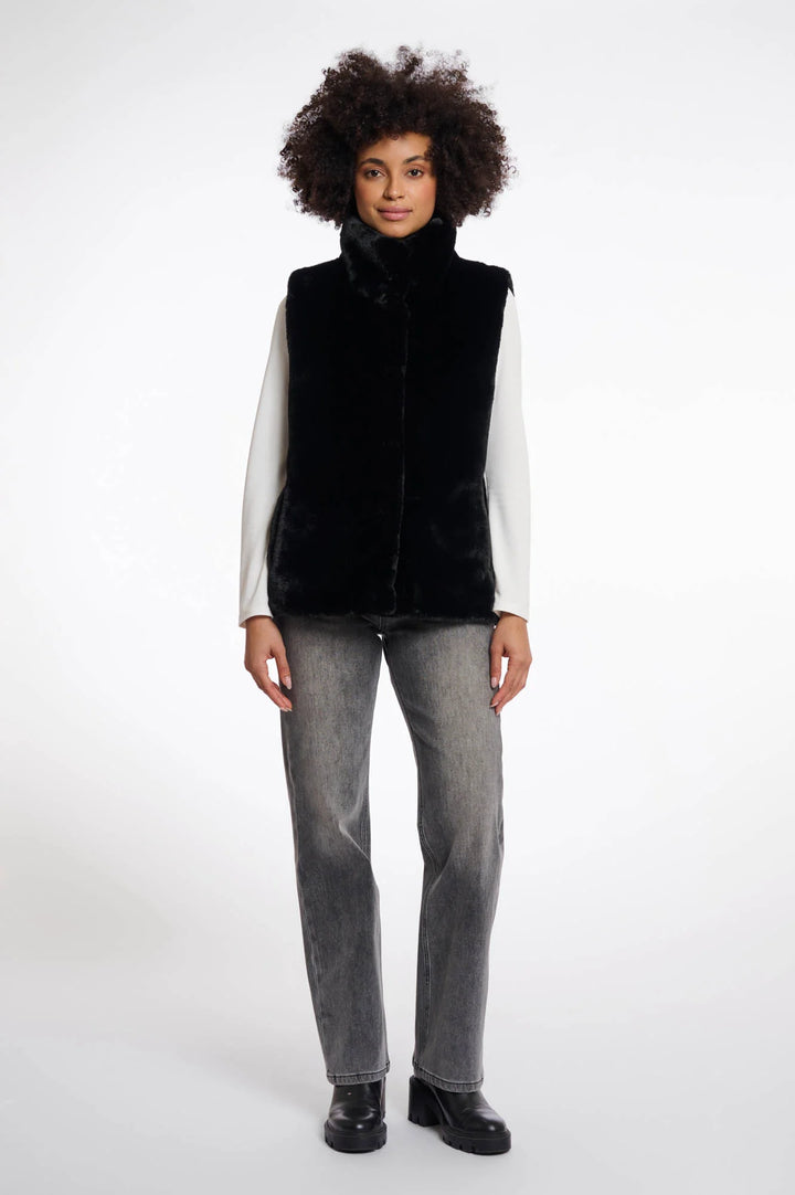 Rino & Pelle Lison Short Faux Fur Waistcoat Black