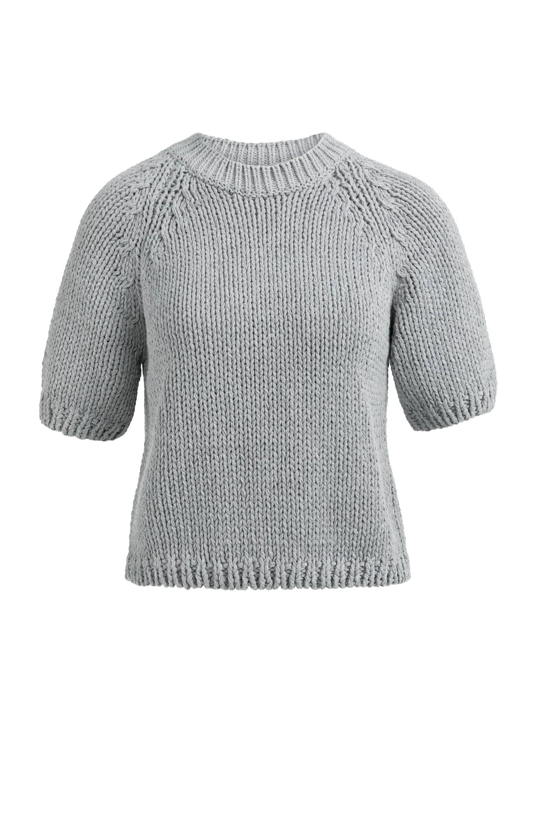 YAYA Grey Short Sleeve Chunky Knit Sweater