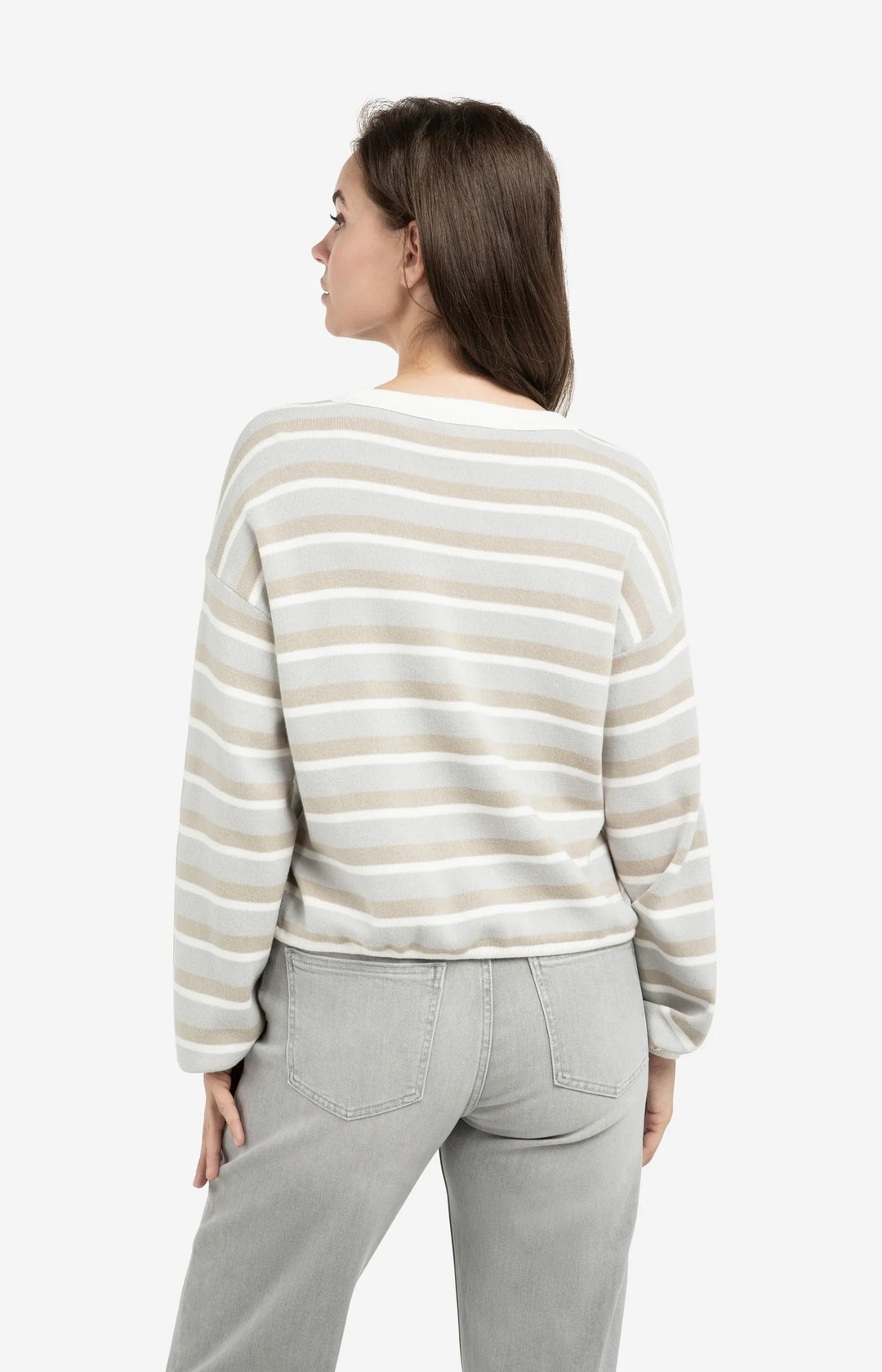 YAYA Striped Drawstring Sweater