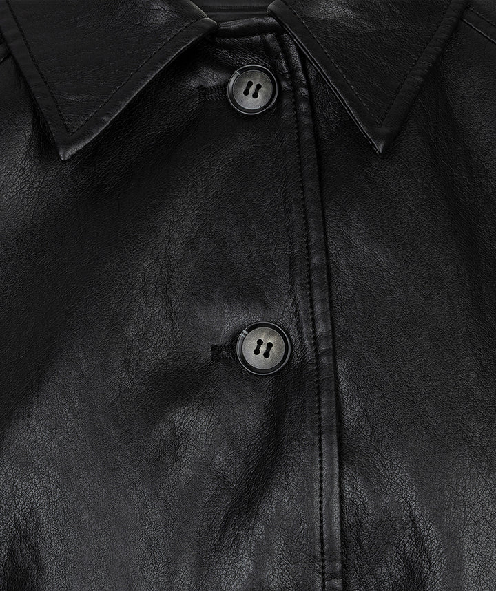 EsQualo Balloon PU Crinkle Jacket, Dark Grey
