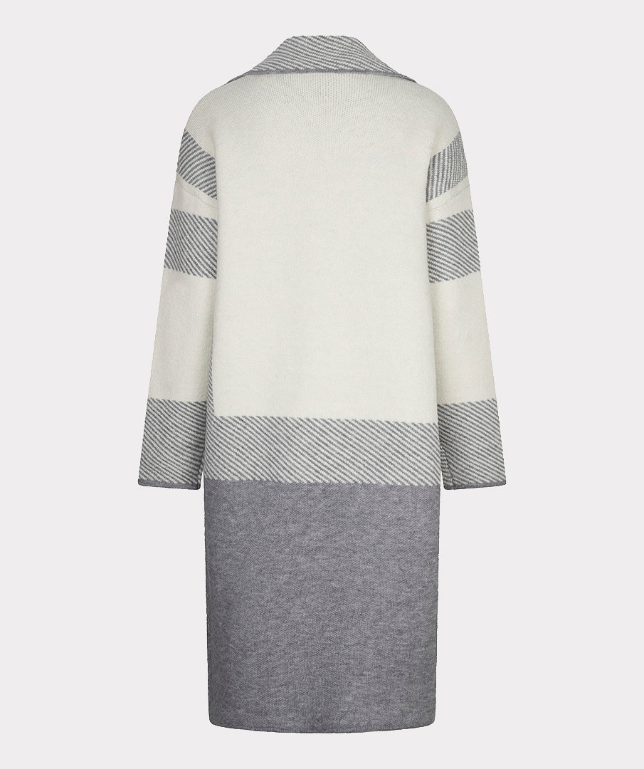 EsQualo Striped Long Cardigan, Grey