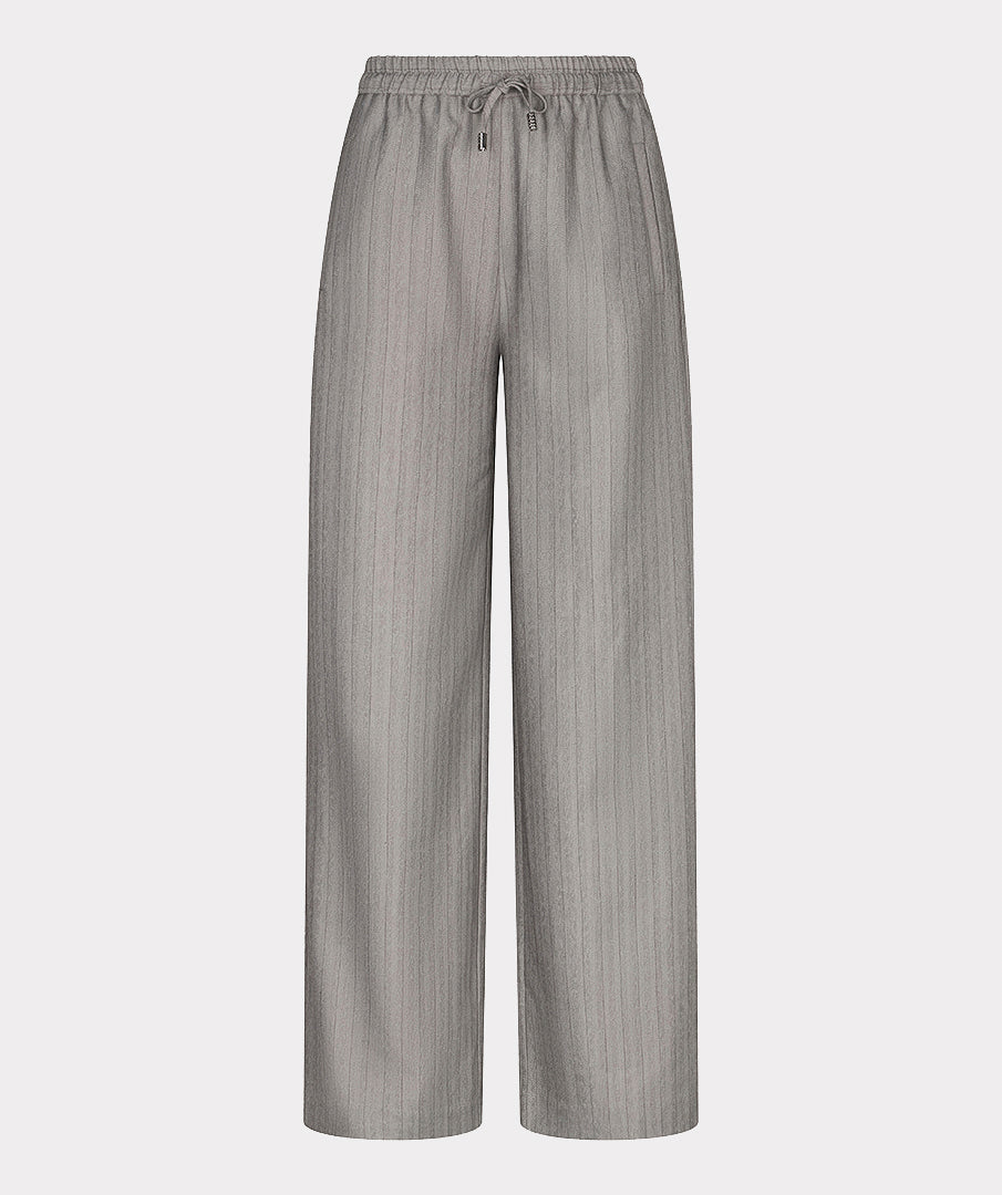 EsQualo Wide Elastic Herringbone Trousers, Light Grey