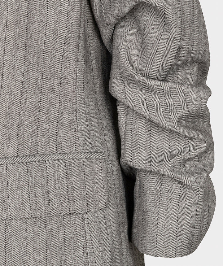 EsQualo 3/4 Sleeve Herringbone Blazer, Light Grey