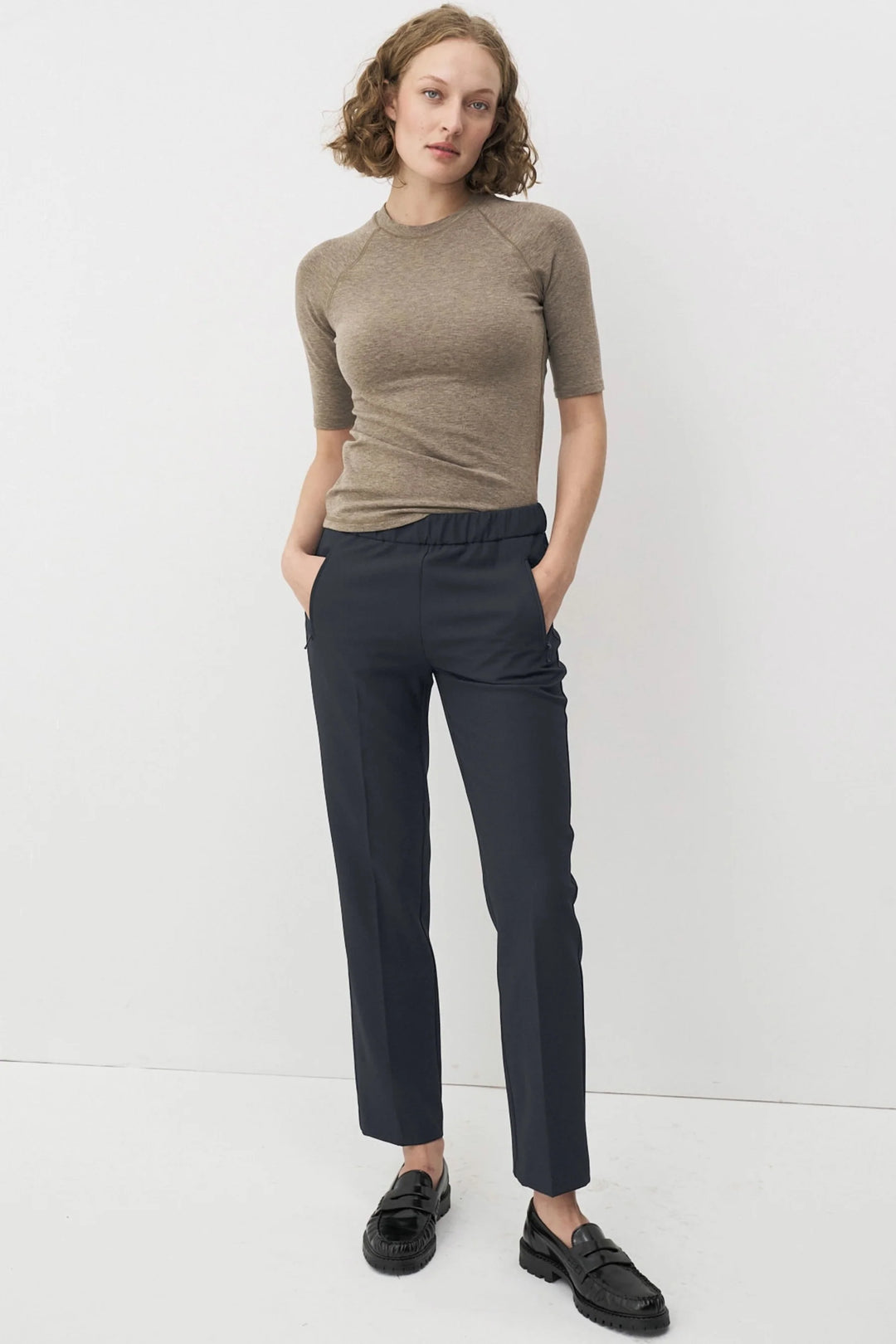 Anna Montana Rose Easy Flexi Relaxed Fit Navy Trousers