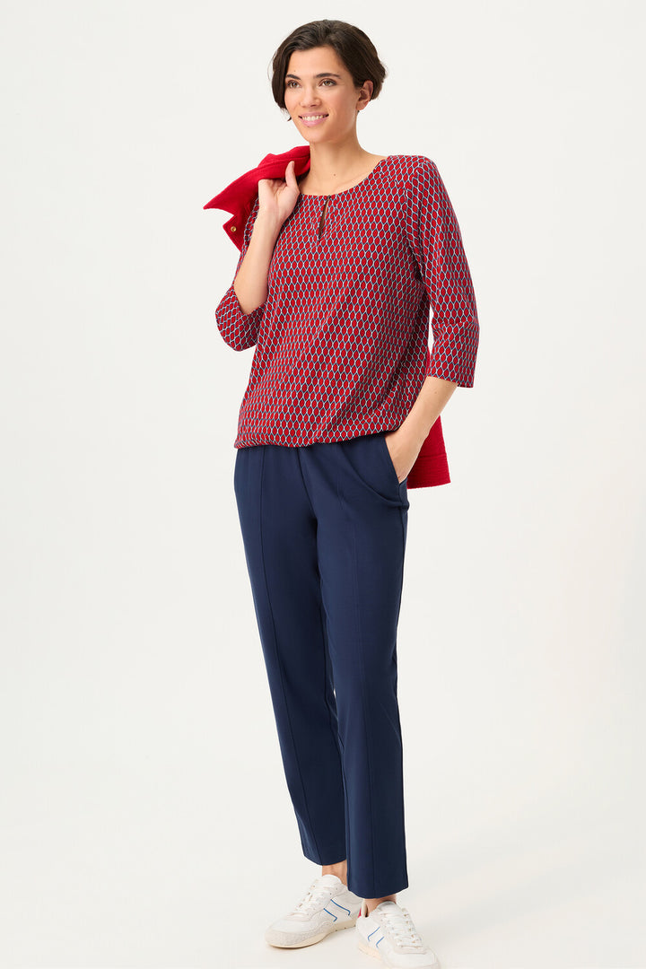 Olsen French Red Long Sleeve Top