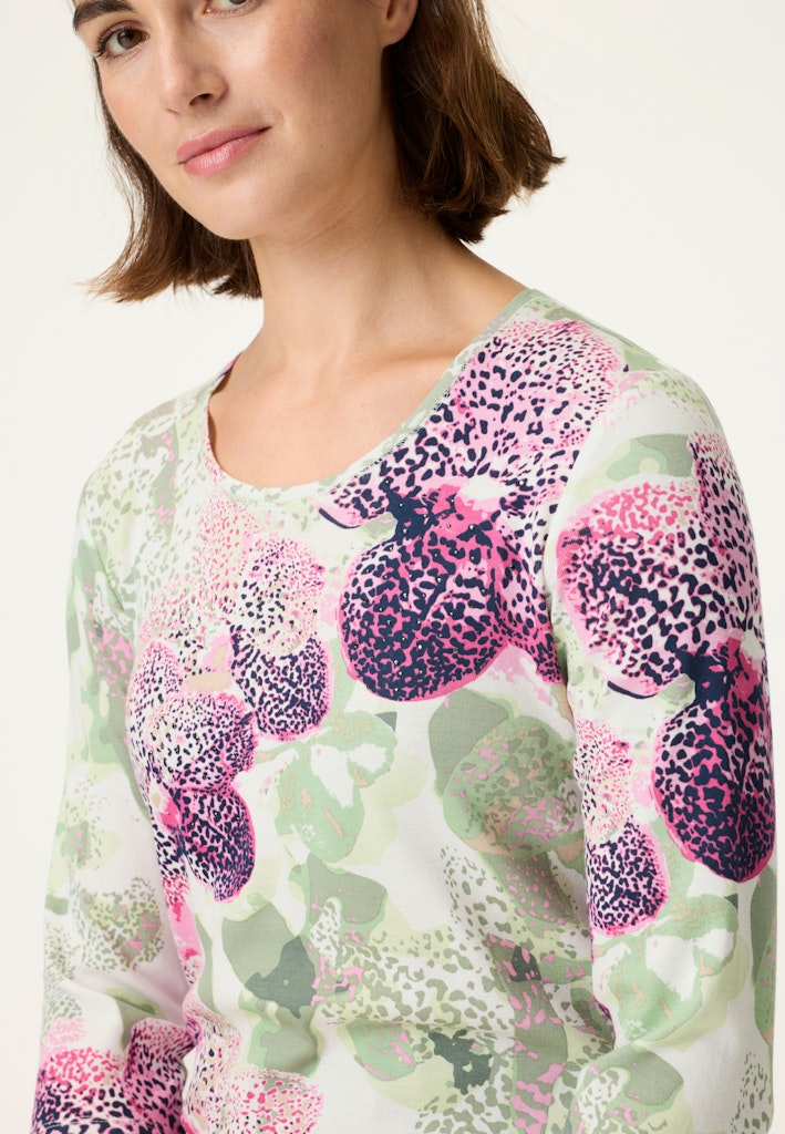 Olsen Fuchsia Floral Print Long Sleeve T-Shirt