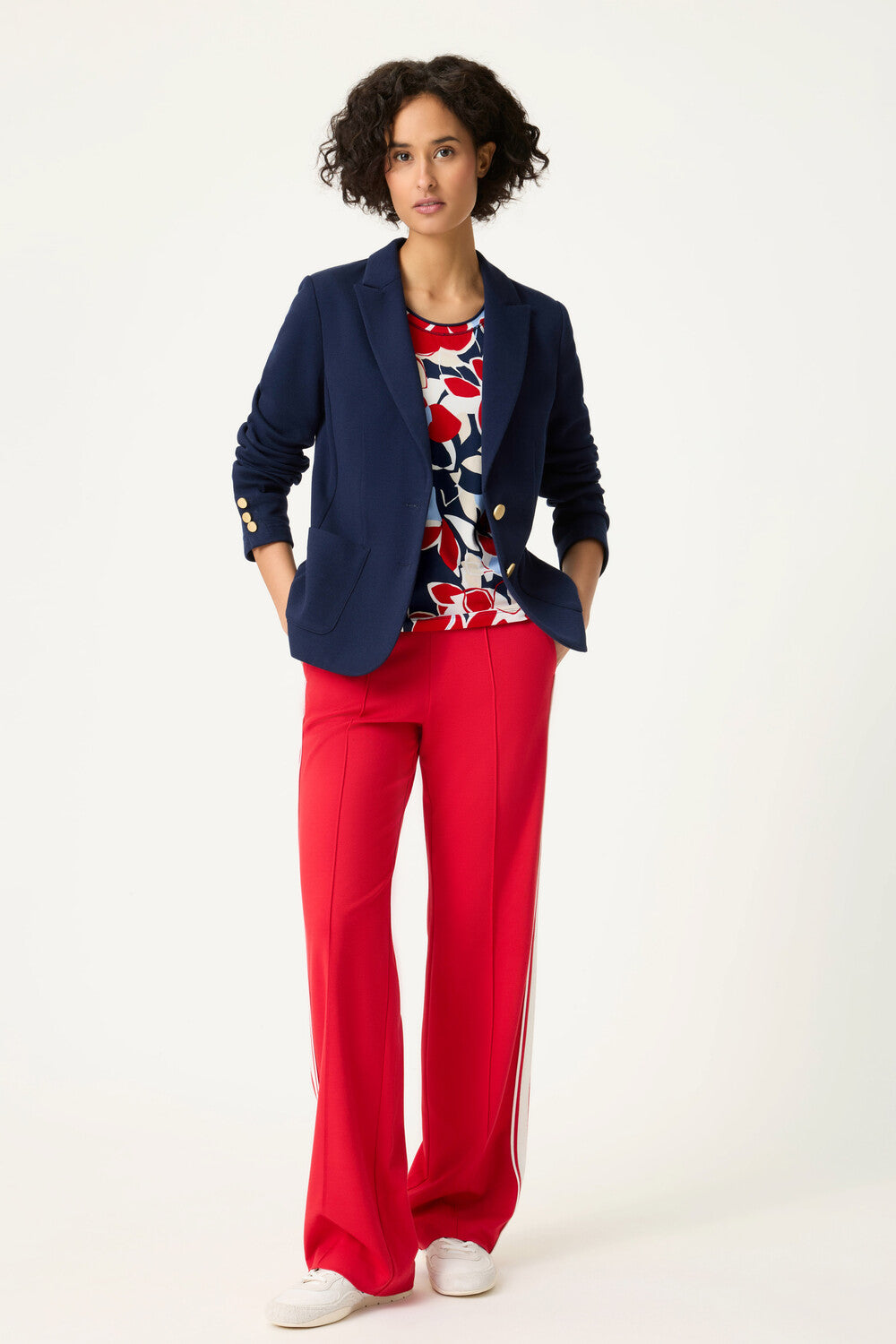 Olsen French Red Long Sleeve Top