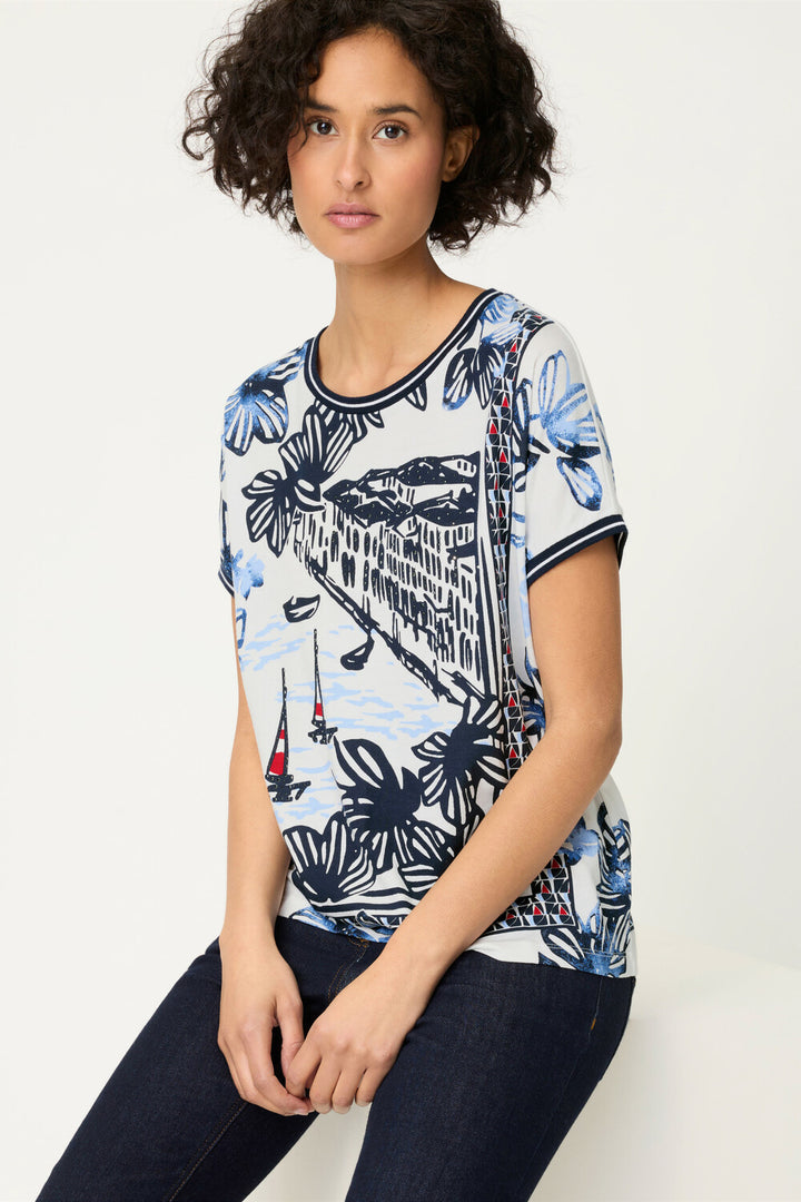 Olsen Ink Blue Short Sleeve Top