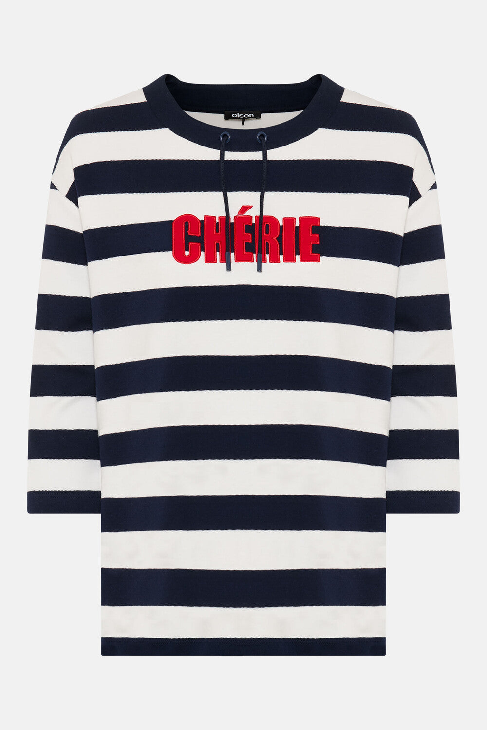 Olsen Blue Long Striped 'Chérie' Sleeve Sweatshirt