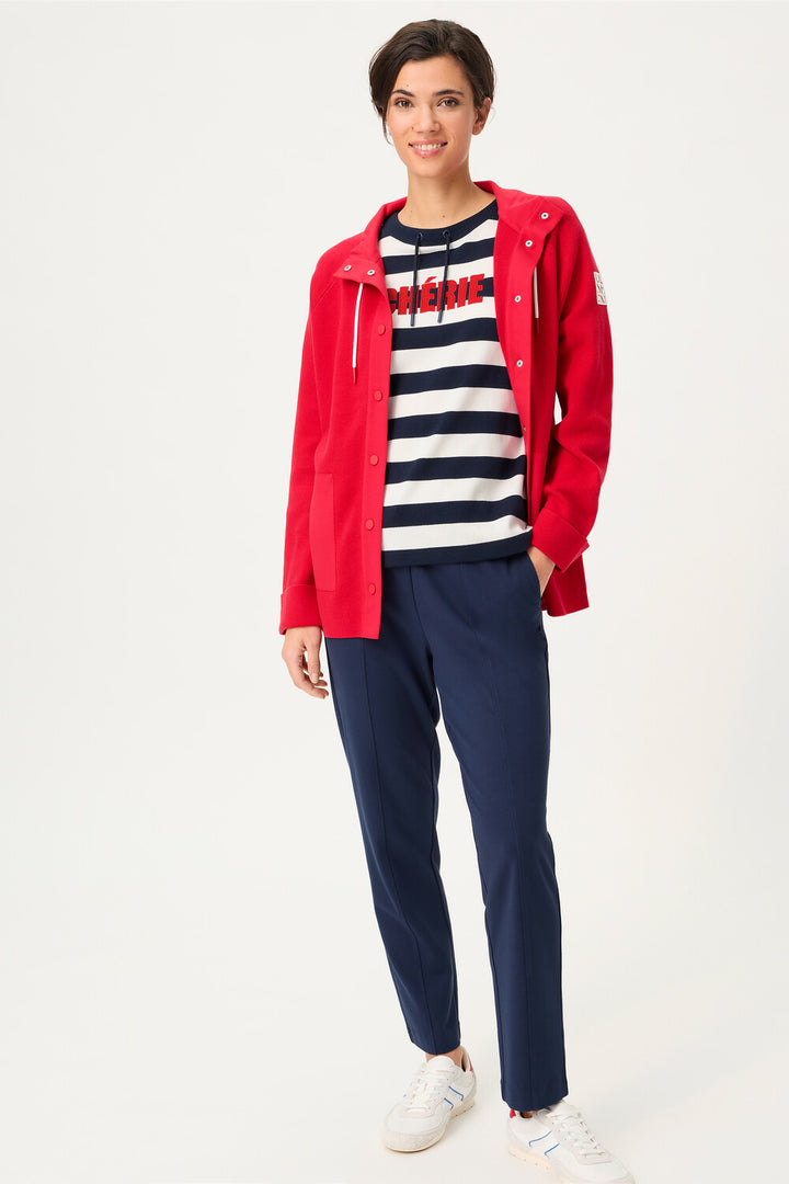 Olsen Blue Long Striped 'Chérie' Sleeve Sweatshirt