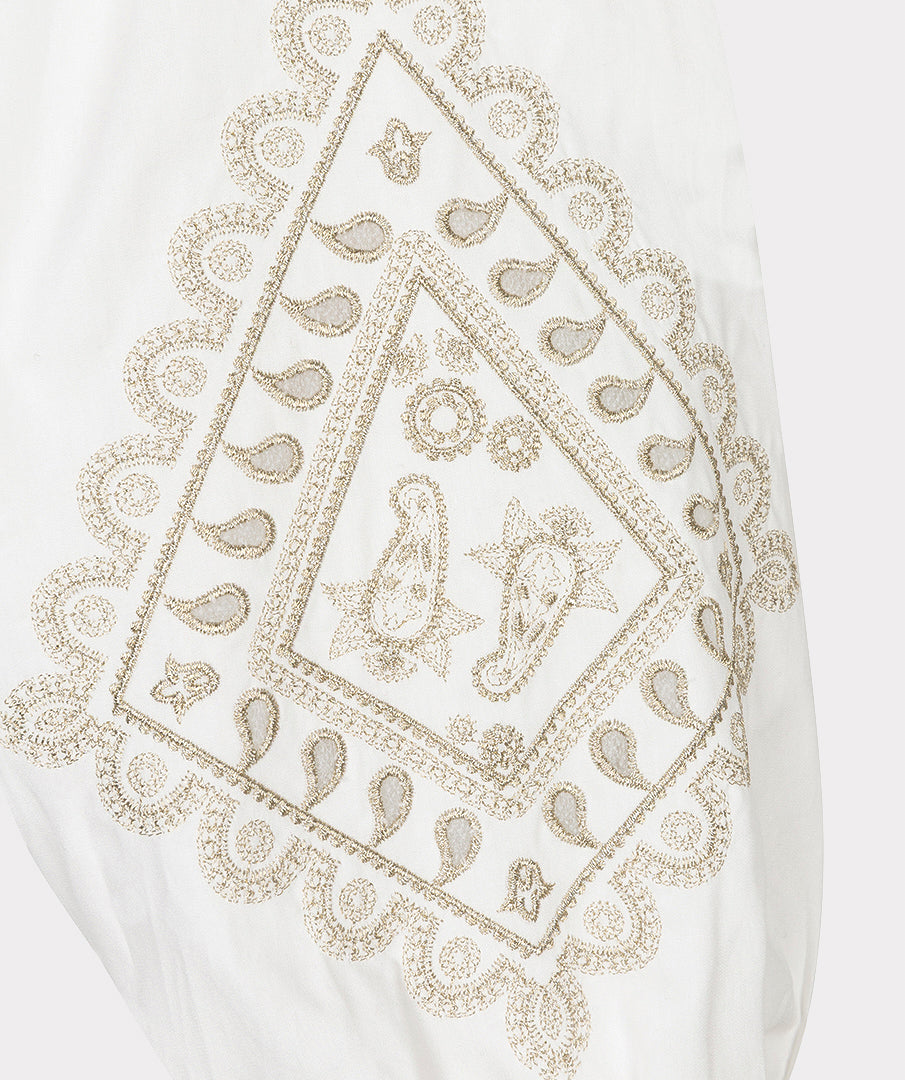 EsQualo Embroidery Poplin Blouse, Off White