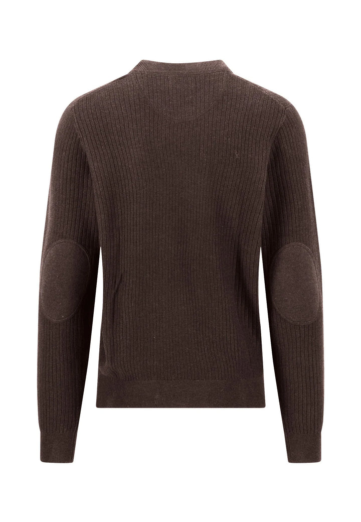 Fynch Hatton Knitted Textured Pattern Cotton Sweater, Soil