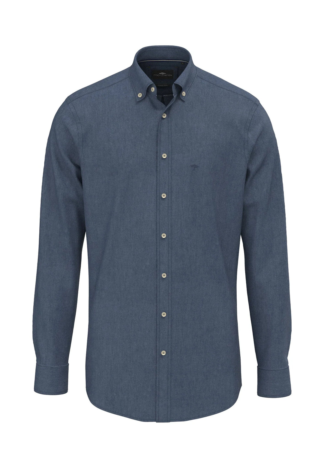 Fynch Hatton Cotton Melange Button-Down Shirt, Misty Blue
