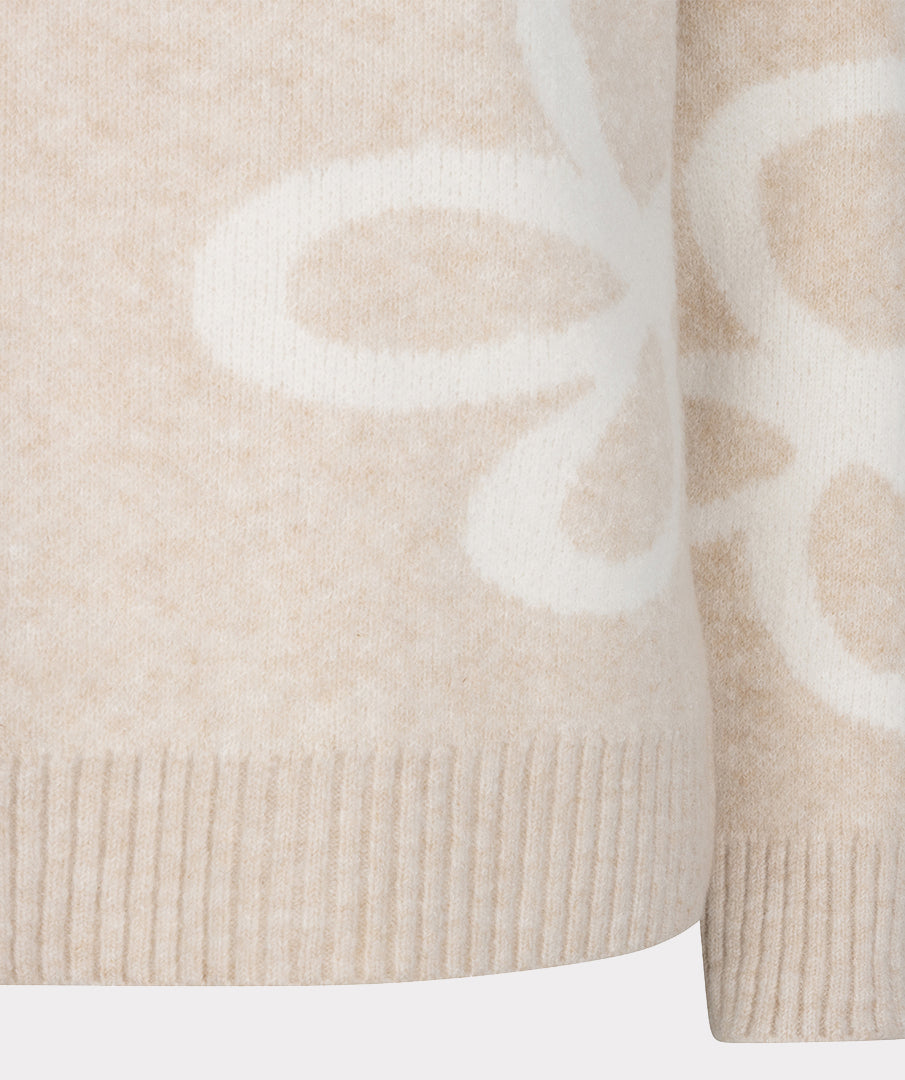 EsQualo Knitted 'Intarsia' Jumper, Biscuit