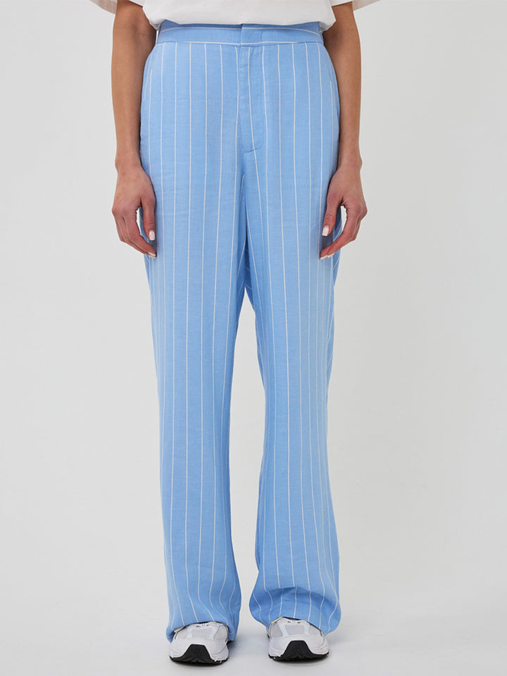 EsQualo Blue Linen Pinstripe Trousers