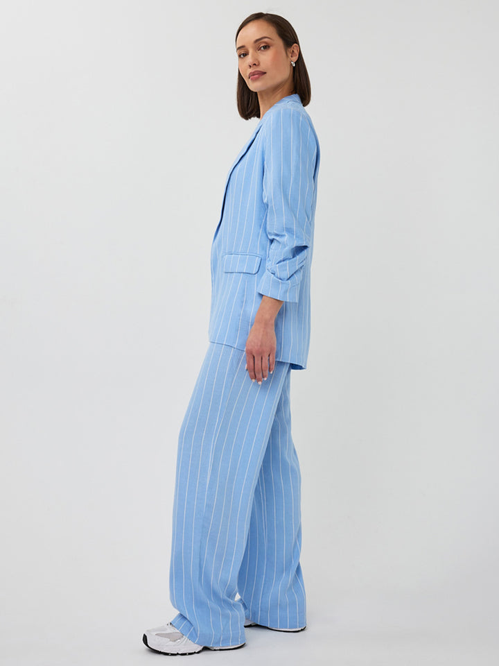 EsQualo Blue Linen Pinstripe Trousers