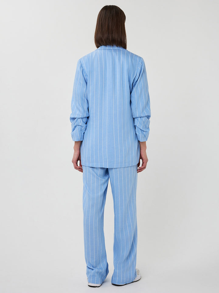 EsQualo Blue Linen Pinstripe Trousers