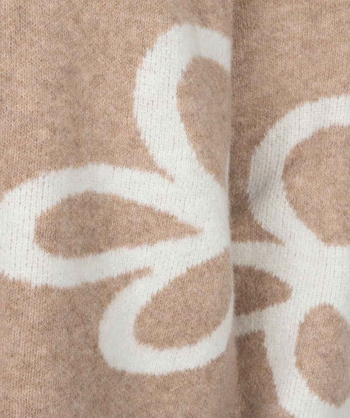 EsQualo Knitted 'Intarsia' Jumper, Sand