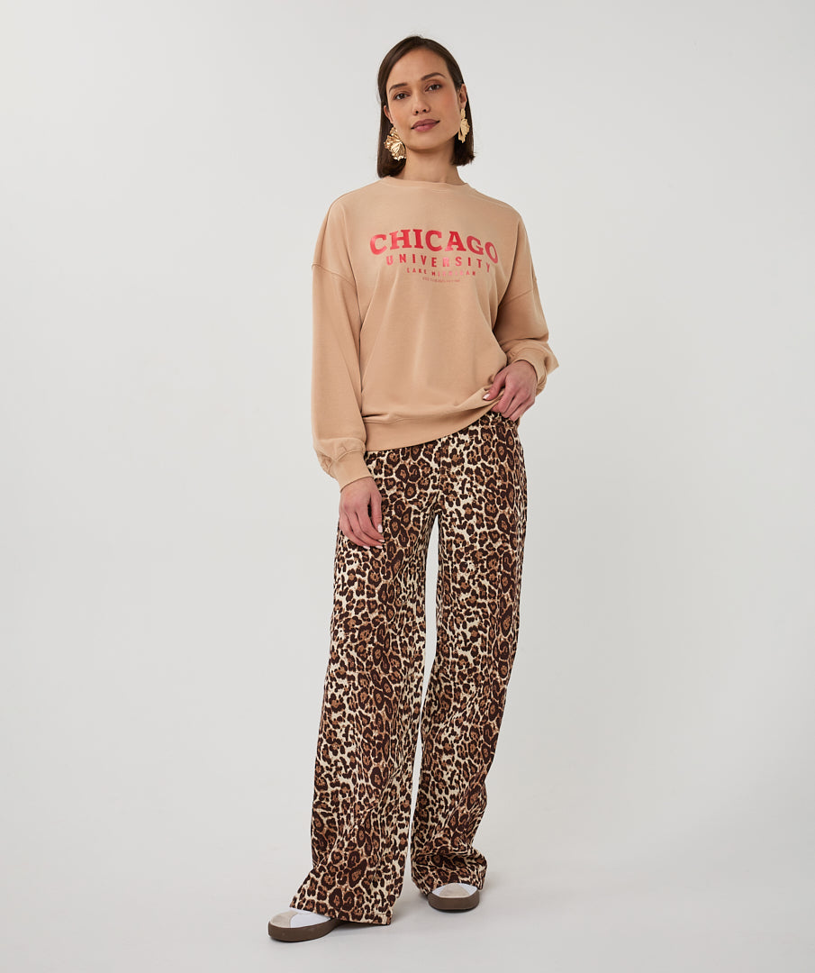 EsQualo Sand 'Chicago' Printed Sweater