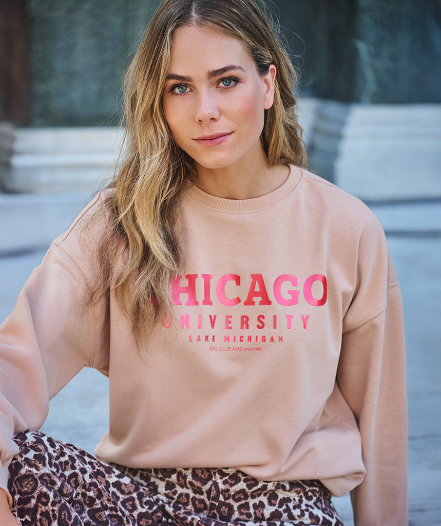 EsQualo Sand 'Chicago' Printed Sweater