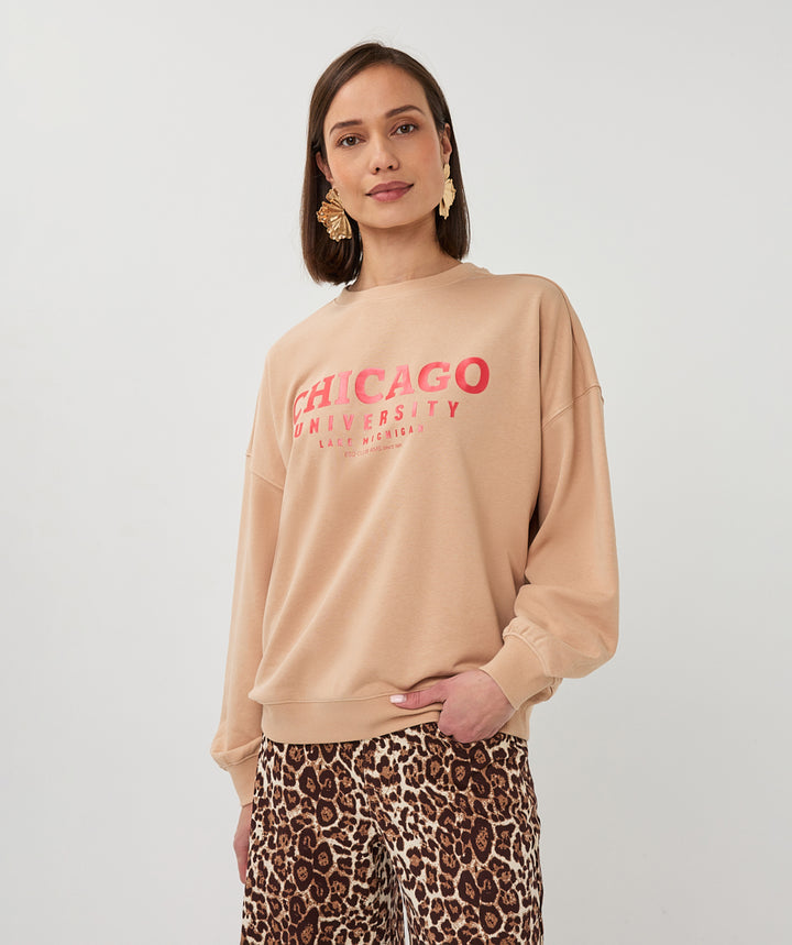 EsQualo Sand 'Chicago' Printed Sweater