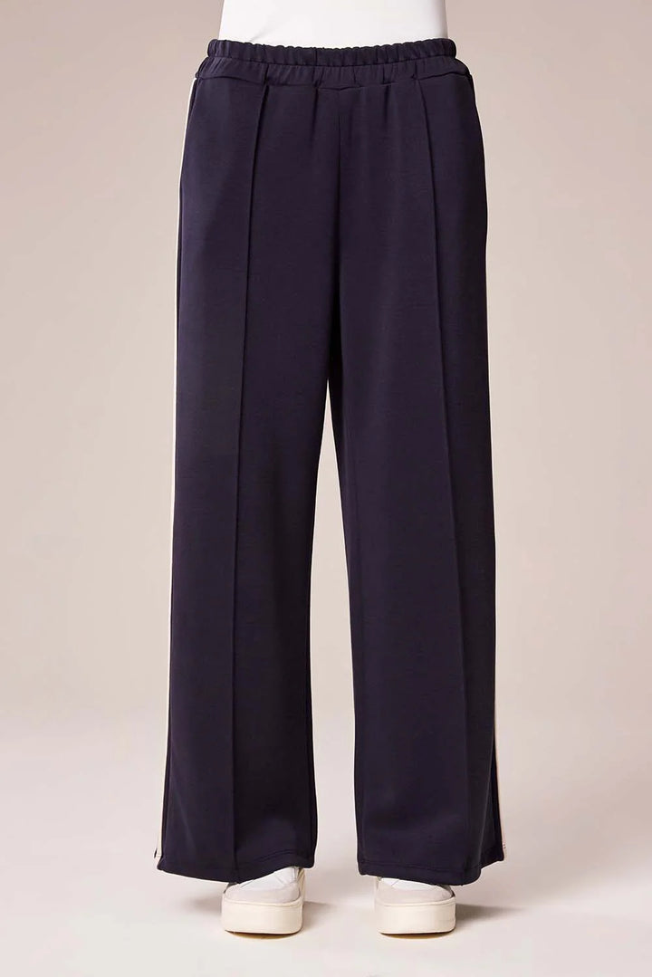 Decollage Navy Relaxed Wide-Leg Trousers