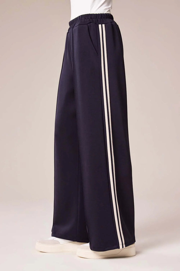 Decollage Navy Relaxed Wide-Leg Trousers