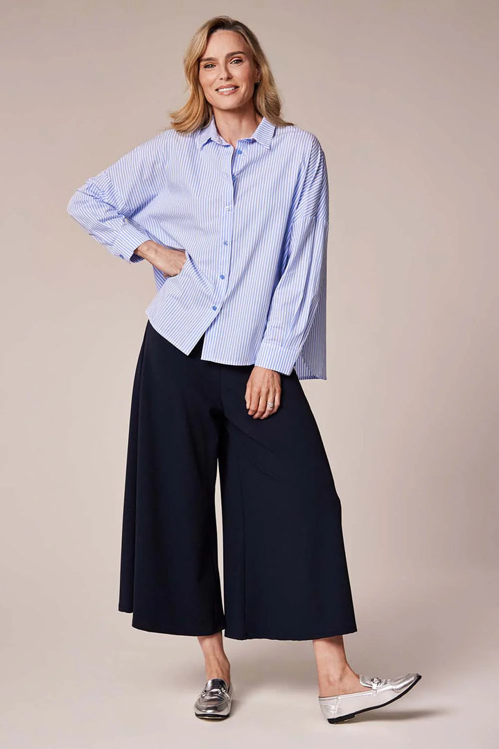 Decollage Blue & White Cotton Striped Shirt