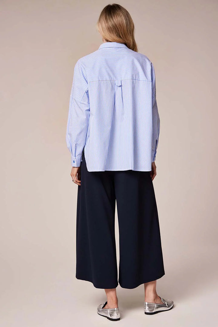 Decollage Blue & White Cotton Striped Shirt