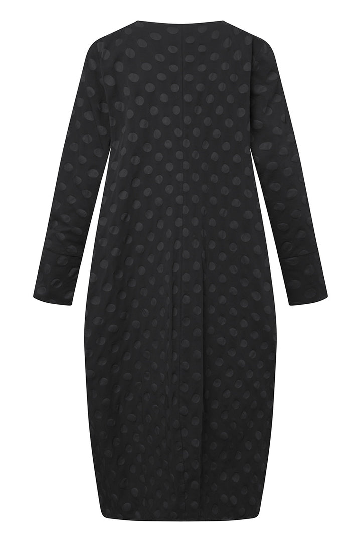 Elsewhere Cotton Dot Balloon Button Black Dress