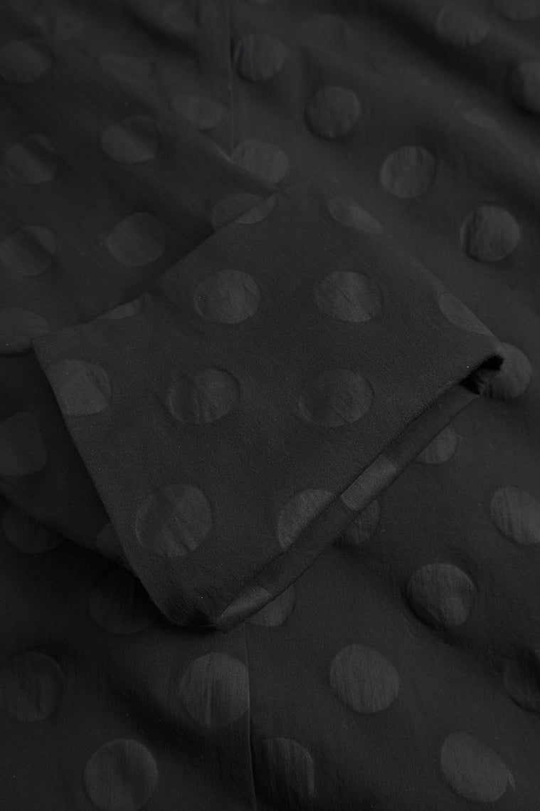 Elsewhere Cotton Dot Balloon Button Black Dress