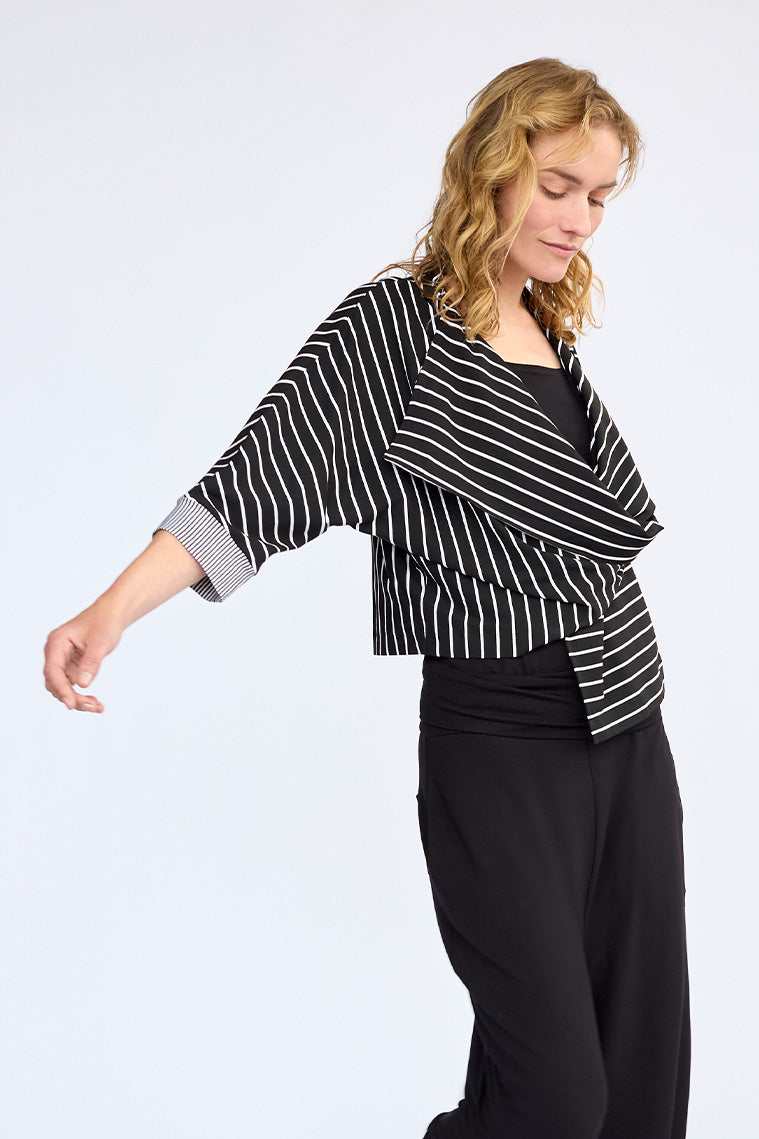 Elsewhere Stripe Jersey Black Cardigan