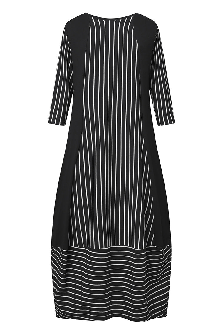 Elsewhere Maxi Stripe Jersey Black Dress