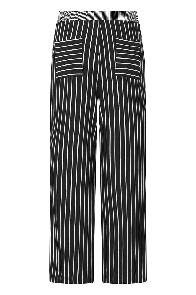 Elsewhere Wide Leg Stripe Black Jersey