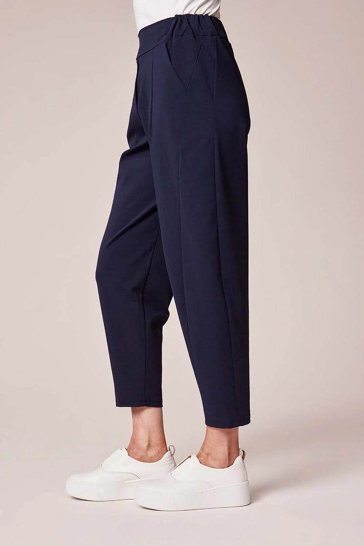 Decollage Navy Barrel Leg Trousers