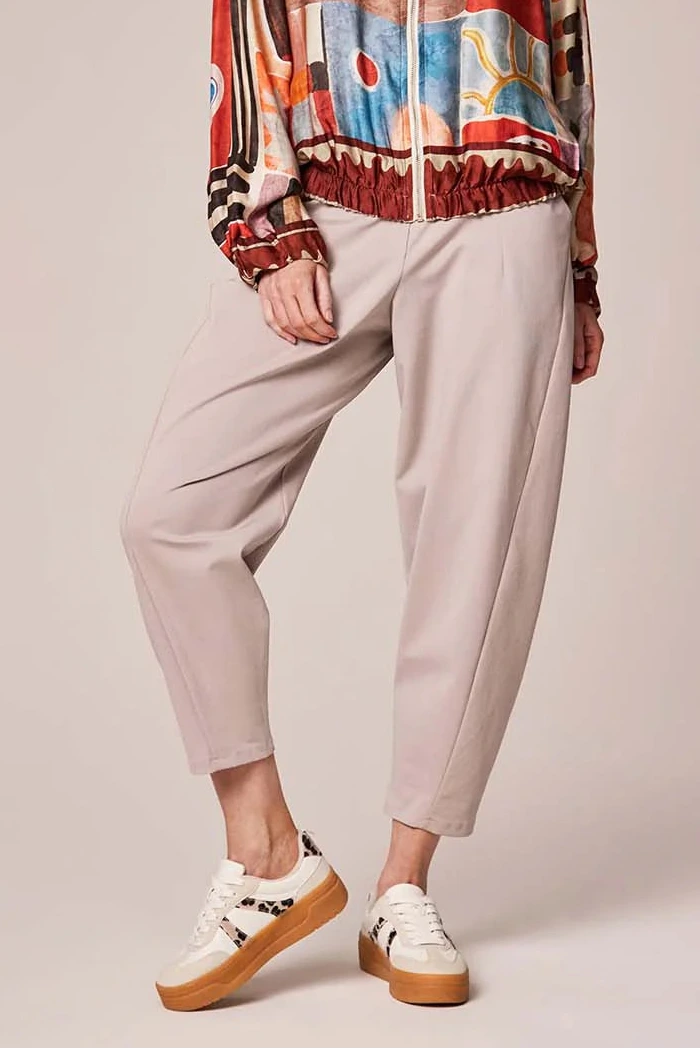 Decollage Taupe Barrel Leg Trousers